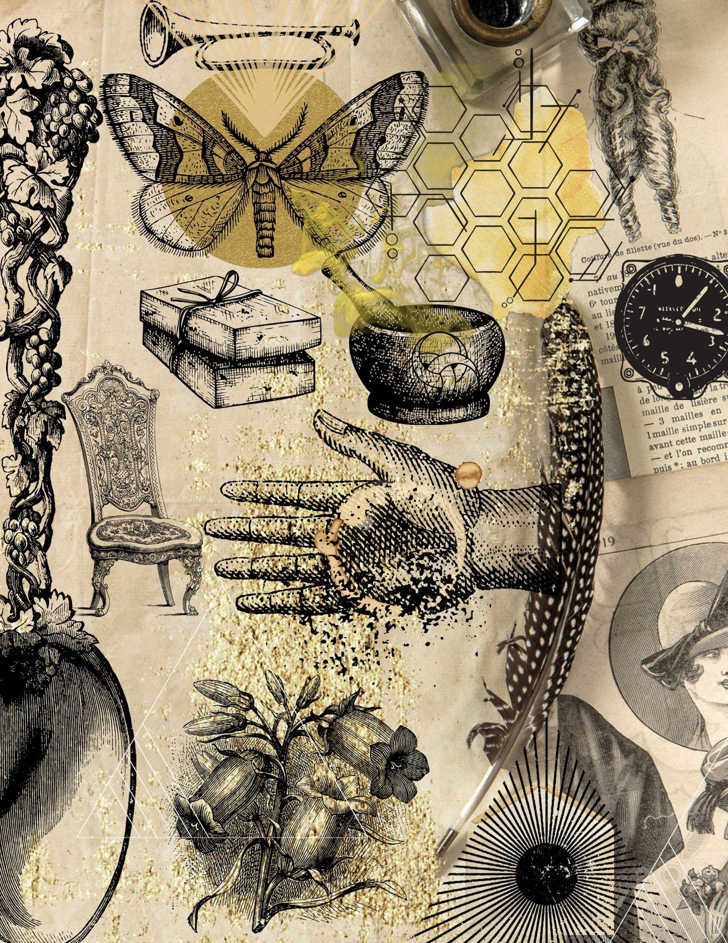 Sagittarius Moon, Waxing Gibbous (Original Artwork/Collage) - aTinyArtGarage