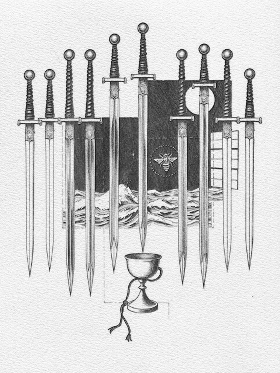 TEN OF SWORDS rx (Original Artwork, Giclee Fine Art Print)