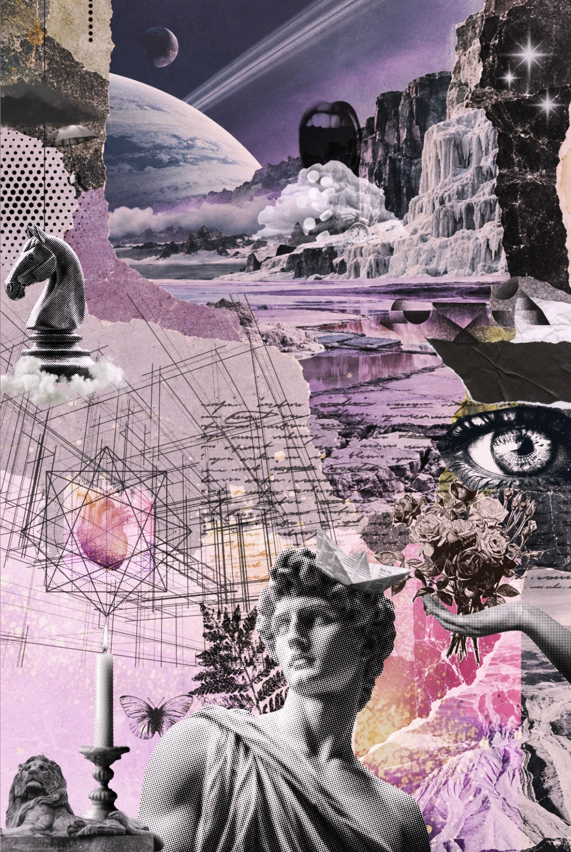 THE PRESENT (Original Artwork/Collage, Fine Art Giclee Print)