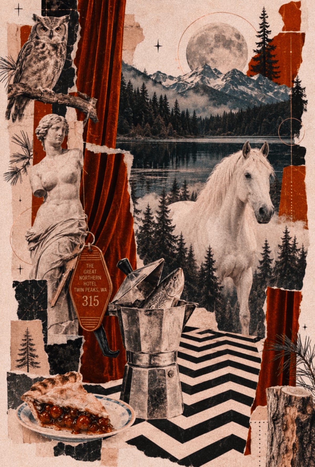 TWIN PEAKS (Original Artwork/Collage, Fine Art Giclee Print)