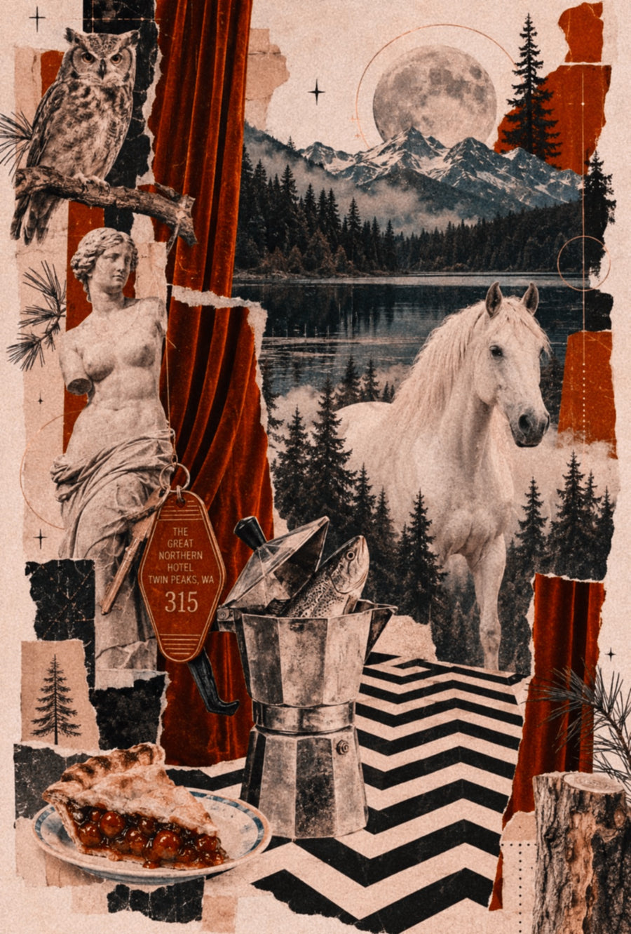 TWIN PEAKS (Original Artwork/Collage, Fine Art Giclee Print)