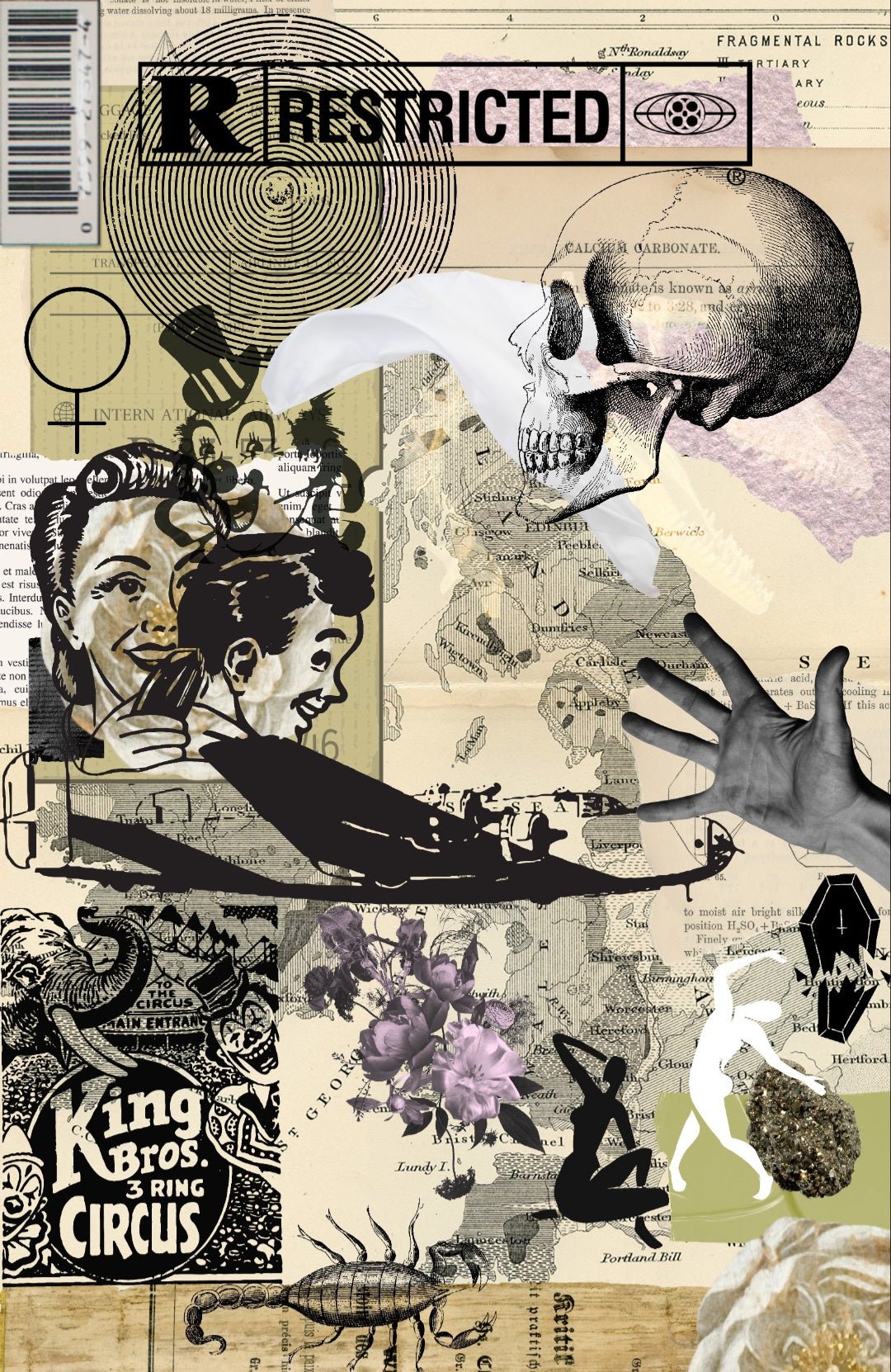 HEALING MOON IN SCORPIO (Fine Art Giclee Print) - aTinyArtGarageCollage