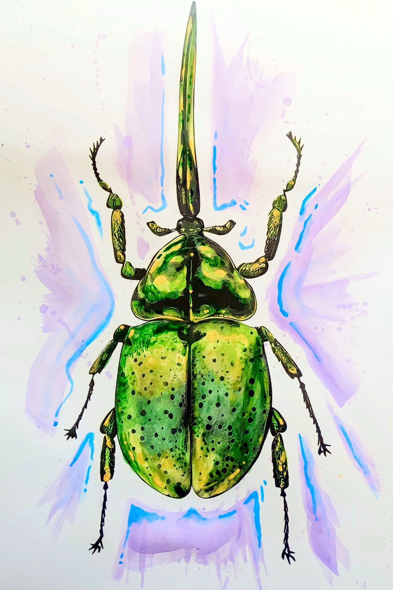 HERCULES (Dynastes [Hercules] Beetle Print) Original Artwork - aTinyArtGarageArt Print