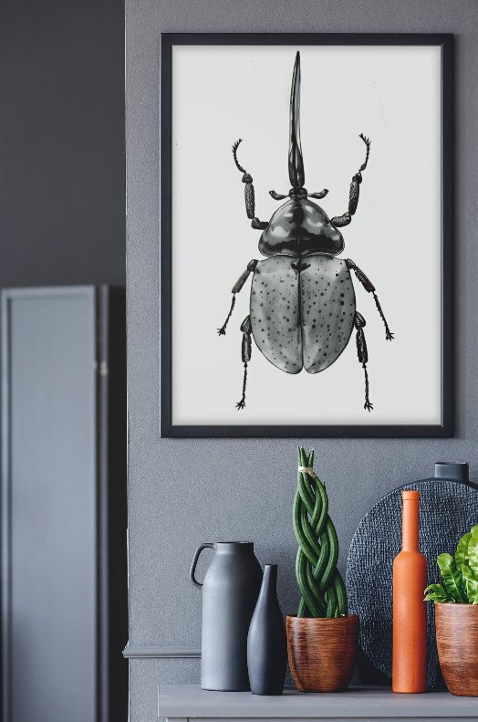 HERCULES (Dynastes [Hercules] Beetle Print) Original Artwork - aTinyArtGarageArt Print