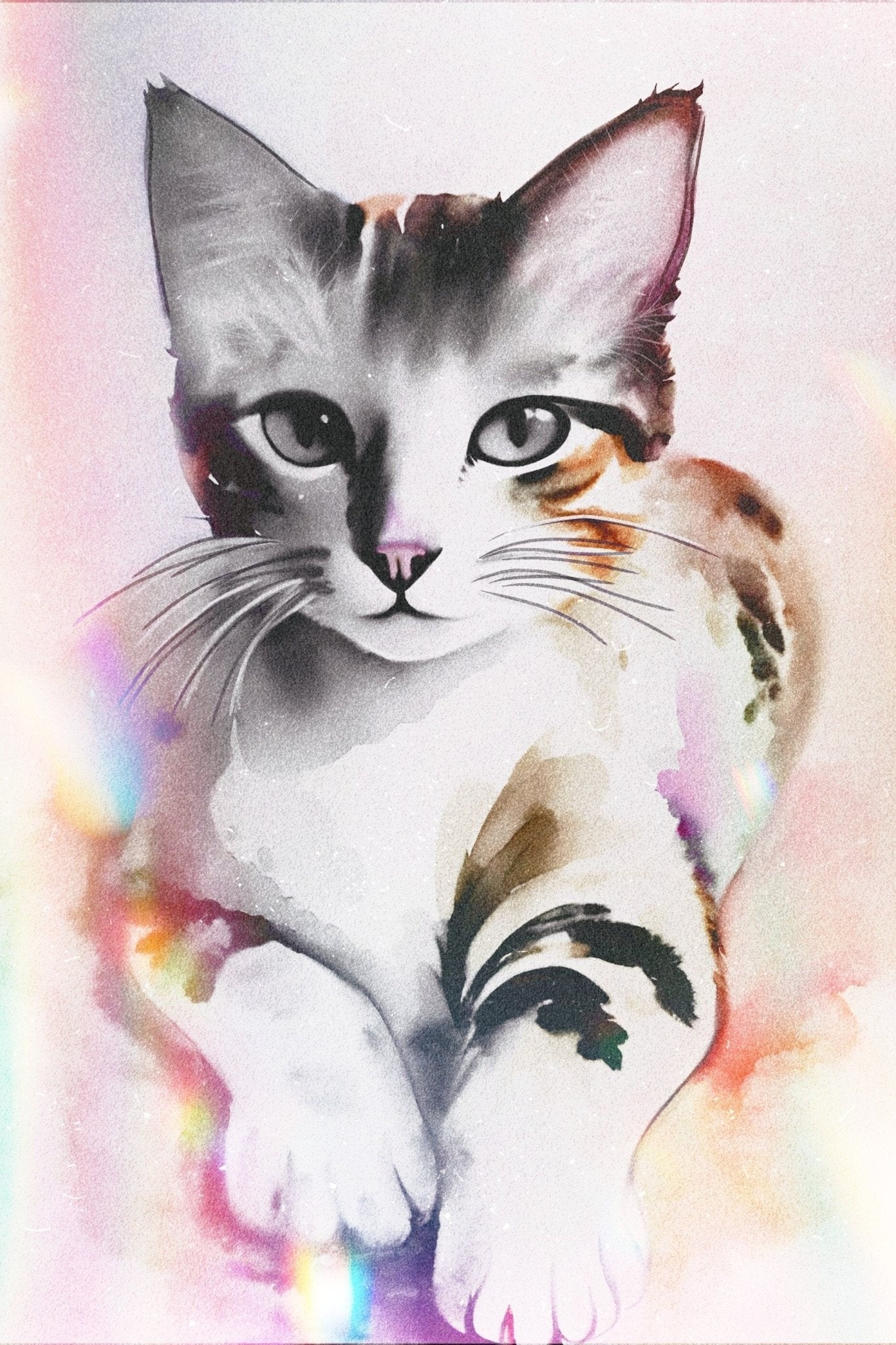 Joy, A Kitty Cat (Textured Watercolor Fine Art Giclee Print) - aTinyArtGarageArt Print