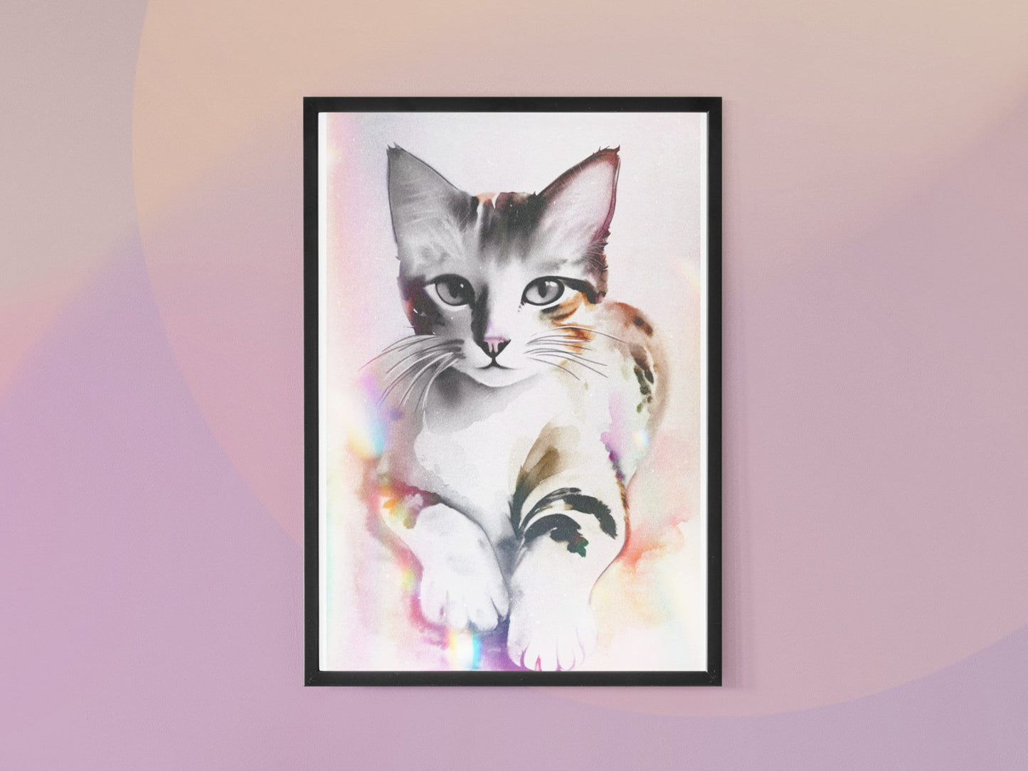 Joy, A Kitty Cat (Textured Watercolor Fine Art Giclee Print) - aTinyArtGarageArt Print