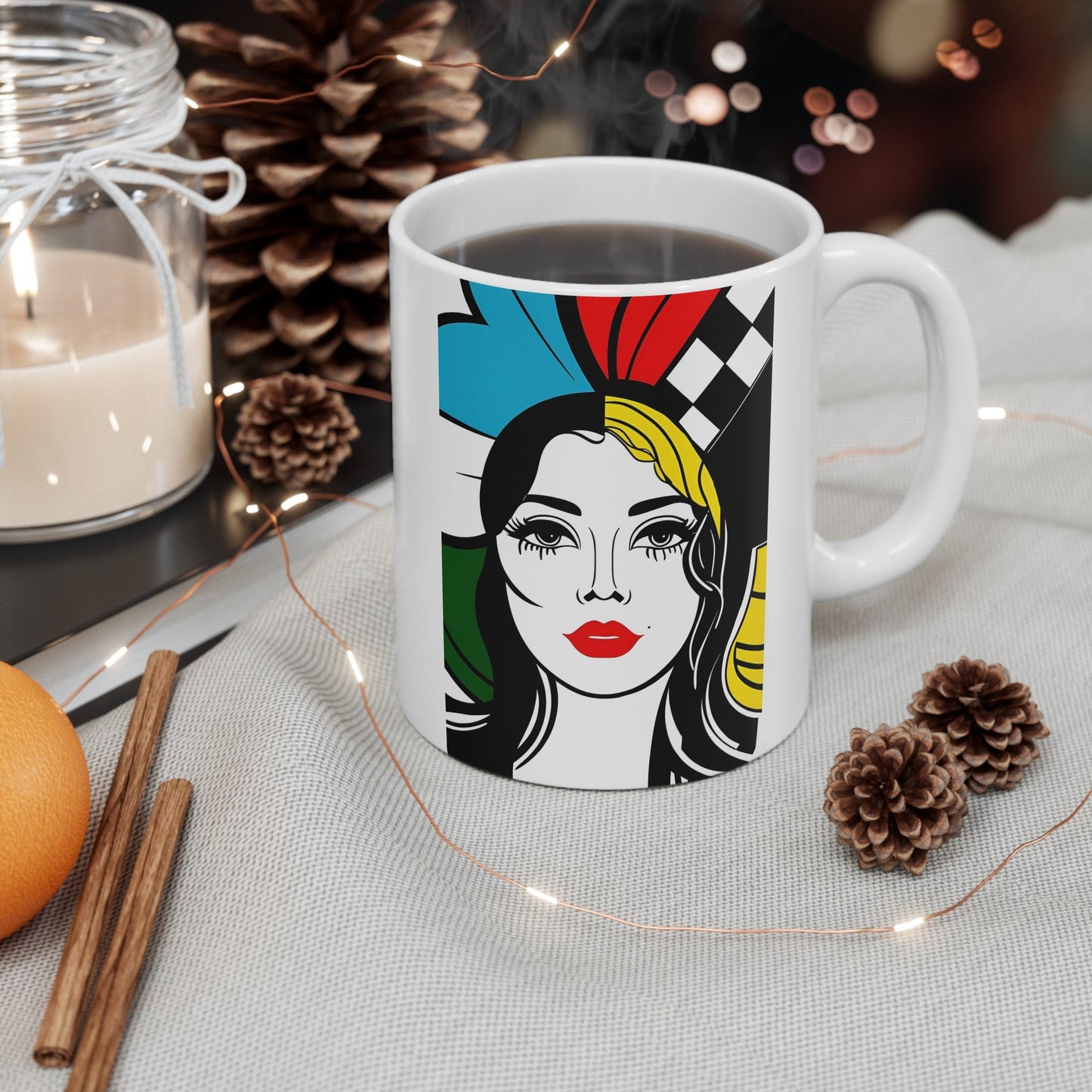 Lady Speedway Ceramic Mug, 11oz. - aTinyArtGarageMug