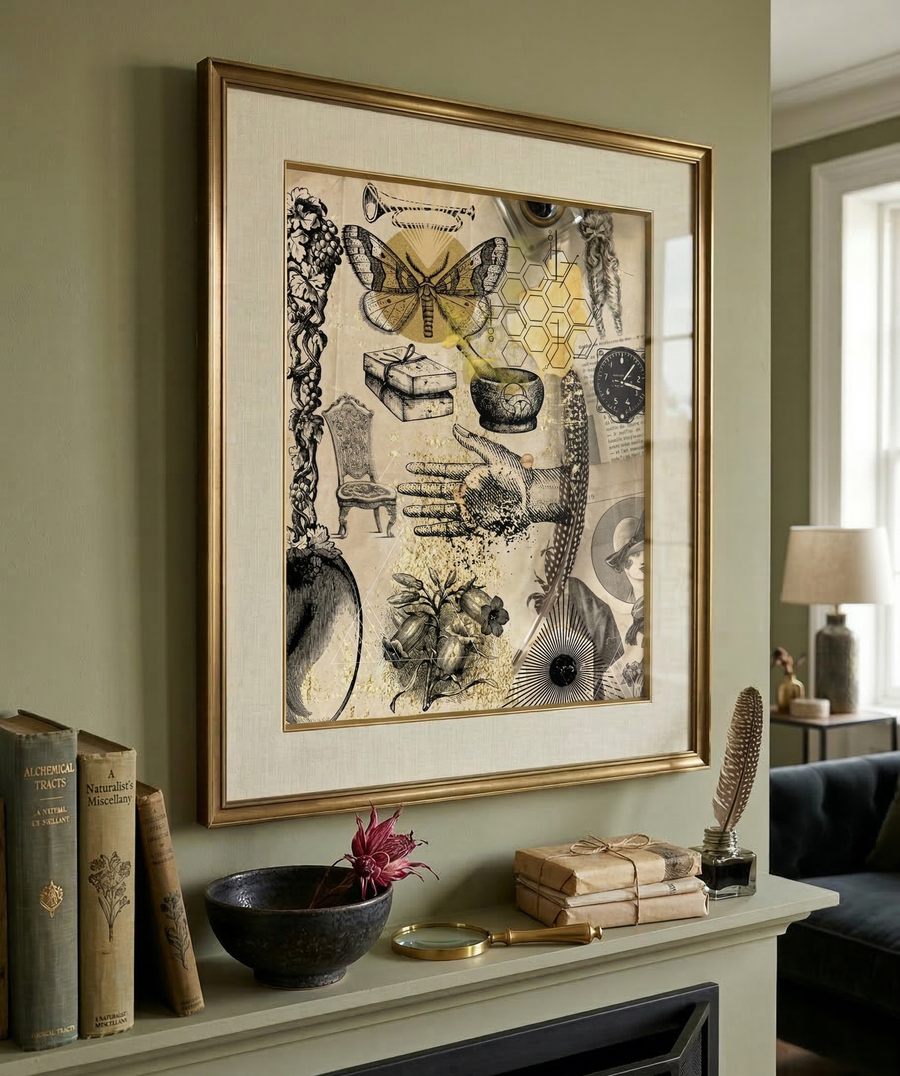 SAGITTARIUS MOON, WAXING GIBBOUS (Original Artwork/Collage)