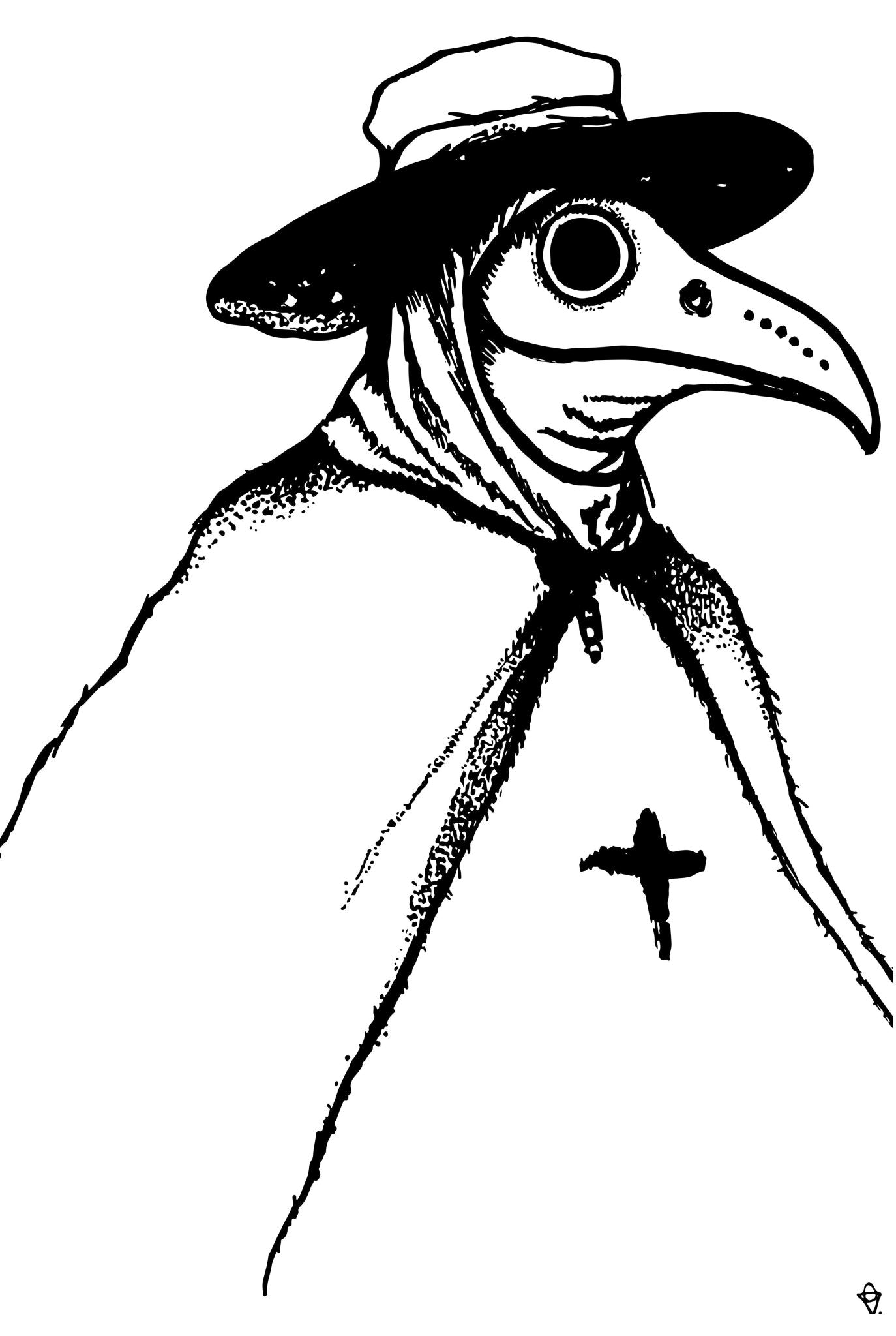 MY FRIEND THE PLAGUE DOCTOR, Plague Doctor Tee - aTinyArtGarageArt Print