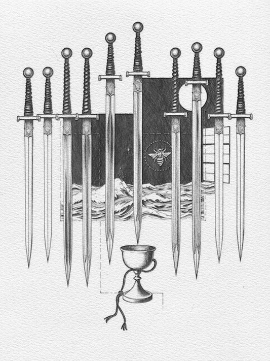 TEN OF SWORDS rx (Original Artwork, Giclee Fine Art Print)